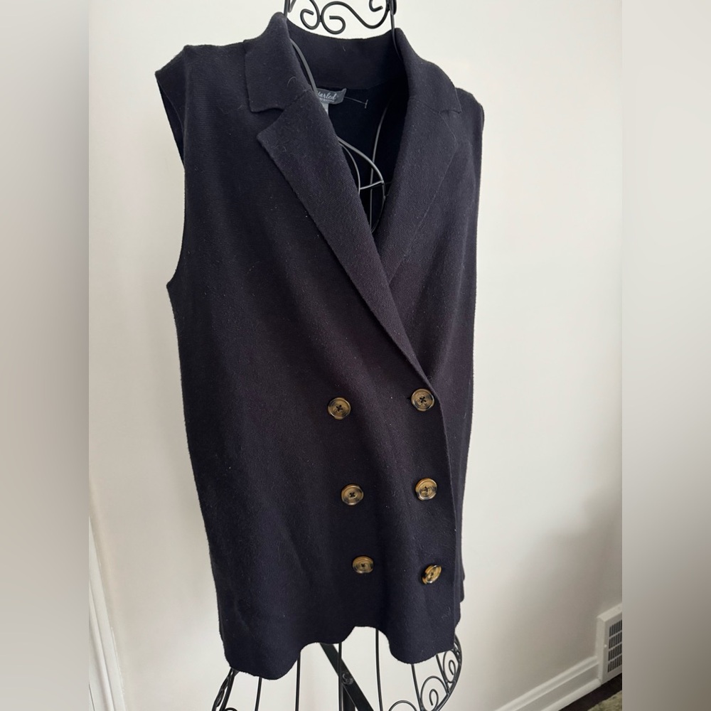 Marled Charcoal Sleeveless Blazer